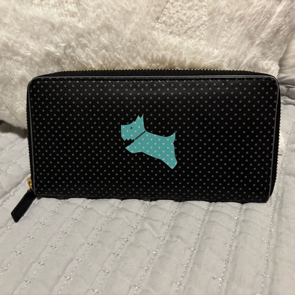 RADLEY LONDON Handbags - Radley London Black & Grey Polka Dot Wallet With Teal Dog